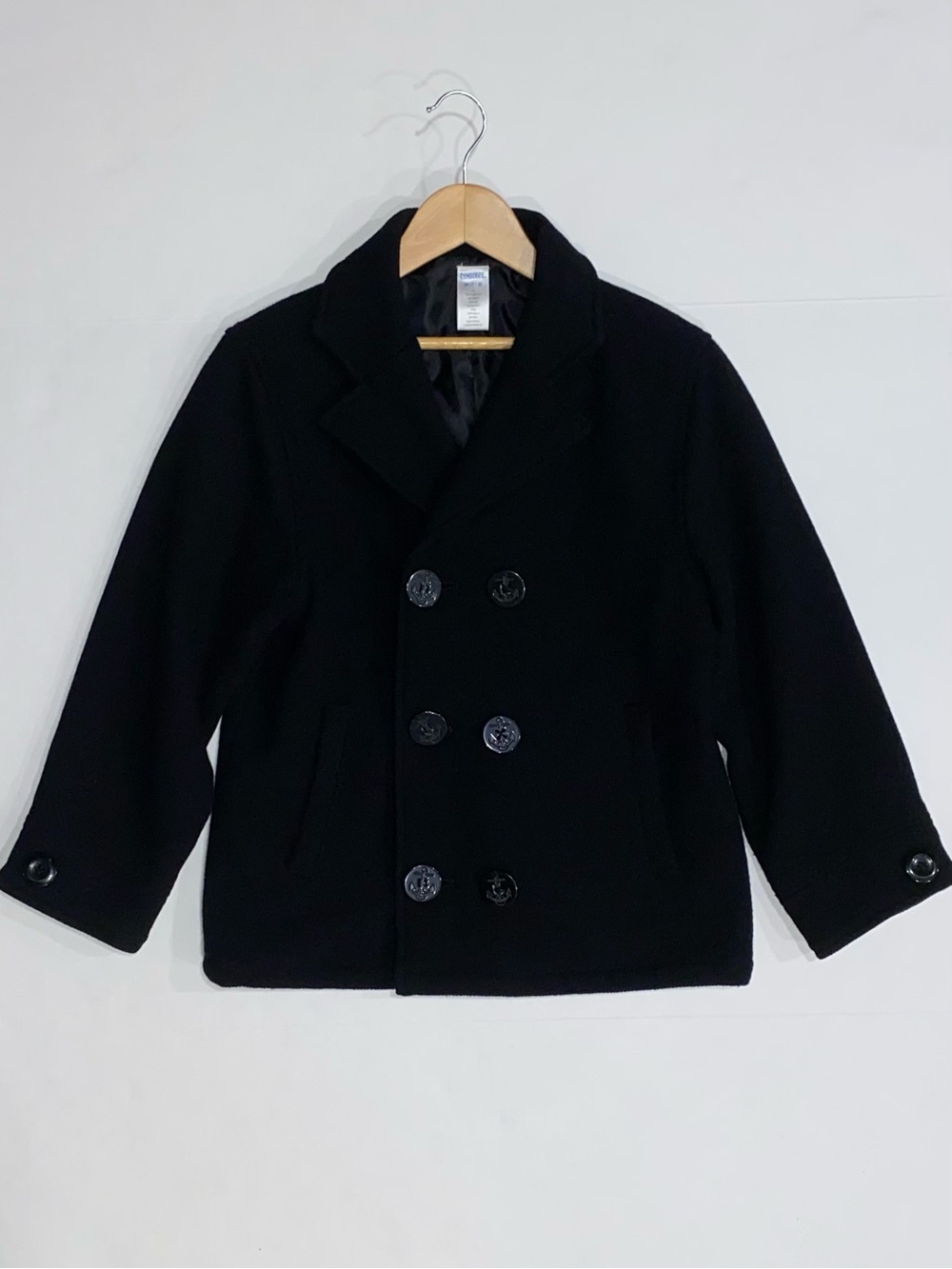 Gymboree Boys Vintage Wool Blend Black Peacoat Dressy Jacket Size M (7-8)